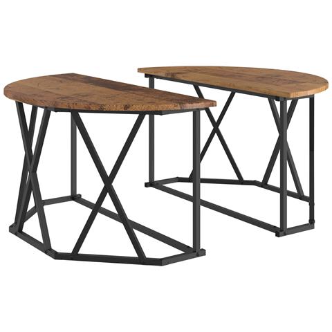 Tavolino da caffè in legno antico 80x80x42 cm in legno ingegnerizzato - Foto 1