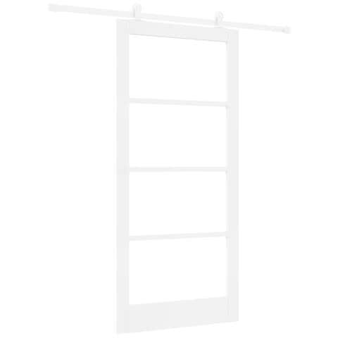Porta scorrevole  con kit di ferramenta 'ORKDAL'Bianco Legno Massello e Vetro, Porta interna  con vetro 'ORKDAL'Bianco 93x202x4 cm - Foto 1