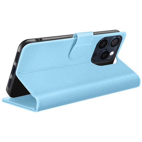 Custodia A Portafoglio Per Iphone 15 Pro Funzione Supporto E Linguetta Magnetica, Azzurro - Foto 2