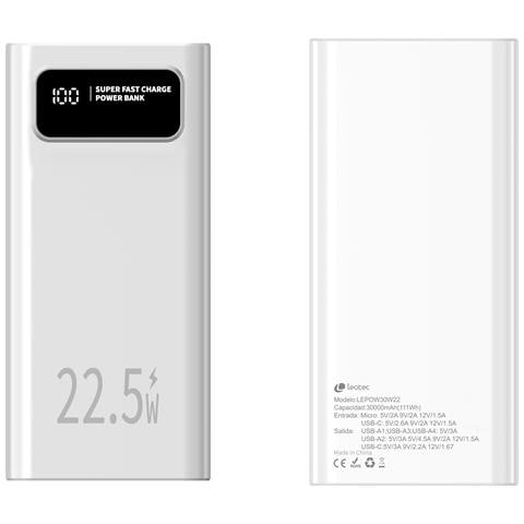 LEPOW30W22W batteria portatile Polimeri di litio (LiPo) 30000 mAh Bianco - Foto 1