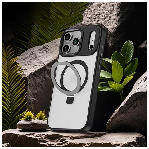 Custodia Magnetica Nera Antiurto Compatibile Con Iphone 16 Pro Con Supporto Invisibile - Foto 4
