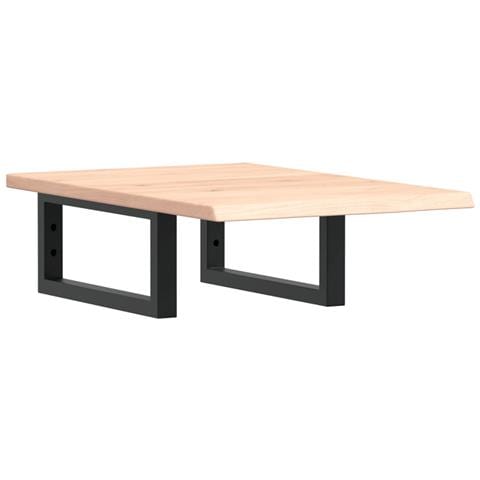 Ripiano a Parete per Lavabo in Acciaio e Massello di Rovere - Foto 1