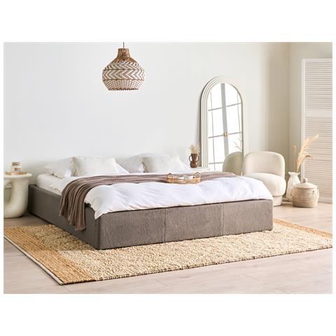 Letto Con Ottomano Senza Testata Bouclé Dinan 180 X 200 Cm Tortora - Foto 1