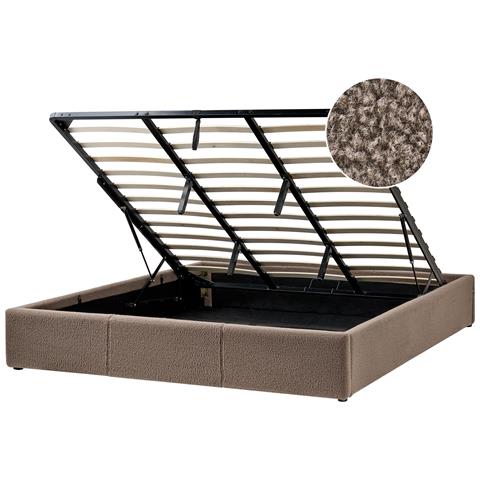 Letto Con Ottomano Senza Testata Bouclé Dinan 180 X 200 Cm Tortora - Foto 2