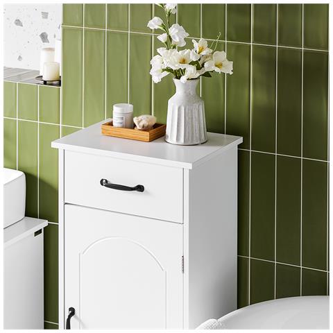 Mobiletto Bagno Stretto Con Cassetti Regolabili, Resistente All'umidità, Bianco - Foto 2