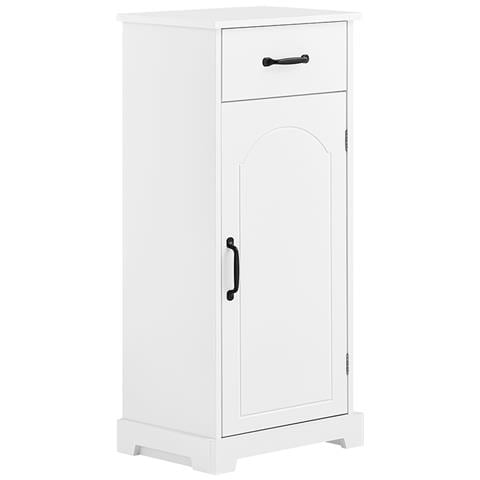 Mobiletto Bagno Stretto Con Cassetti Regolabili, Resistente All'umidità, Bianco - Foto 1