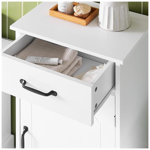 Mobiletto Bagno Stretto Con Cassetti Regolabili, Resistente All'umidità, Bianco - Foto 7