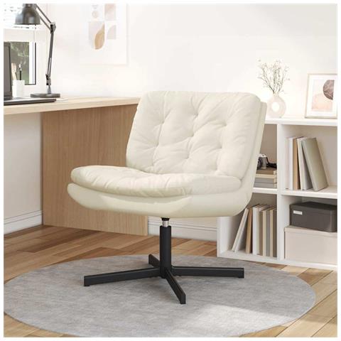 Poltrona Relax con Base Girevole Crema 63 x 75 x 76 cm Velluto - Foto 2