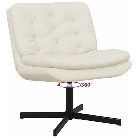 Poltrona Relax con Base Girevole Crema 63 x 75 x 76 cm Velluto - Foto 9