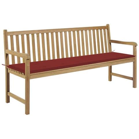 Panca Da Giardino Con Cuscino Rosso 175 Cm In Legno Di Teak - Foto 2