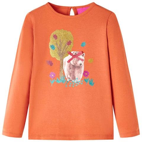 Maglietta da Bambina a Maniche Lunghe Arancione Bruciato 116 - Foto 1