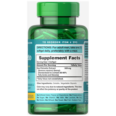 Estratto Di Saw Palmetto 320 Mg 60 Capsule Morbide Puritans Pride - Foto 2