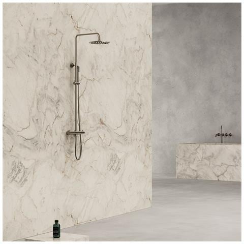 Doccia Da Parete Termostatica Levante Acciaio Inox 316l Finitura Pvd Canna Da Fucile Gun Metal Soffione 25 Cm Miscelatore Per Acqua Calda E Fredda Installazione A Parete Modello Doccia-parete-le - Foto 3