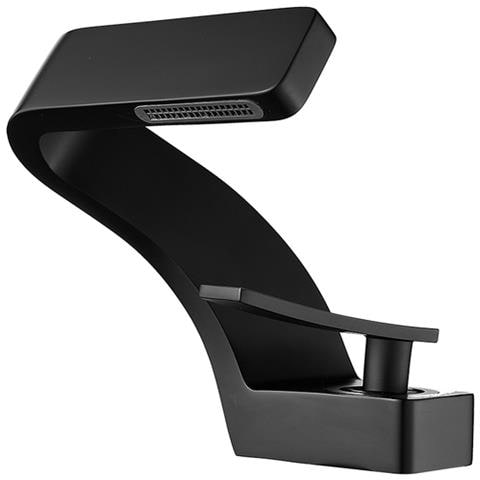 Rubinetto per lavabo da bagno, Blackswan, tipo M203, modello nero con bocca a cascata, misura 15 cm - Foto 1