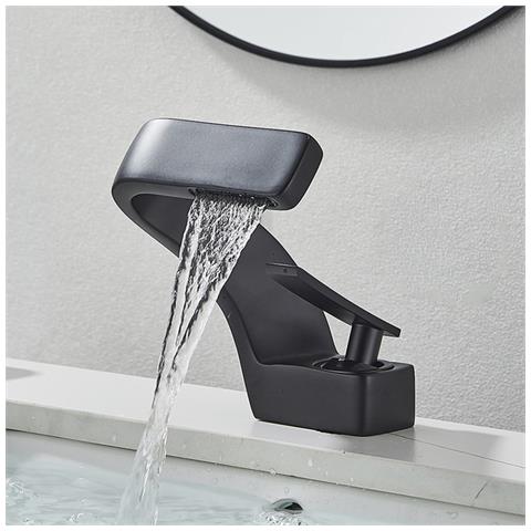 Rubinetto per lavabo da bagno, Blackswan, tipo M203, modello nero con bocca a cascata, misura 15 cm - Foto 2