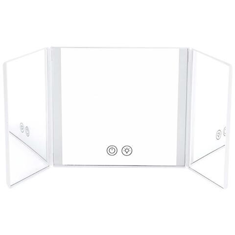 Specchio Da Trucco Led Per Auto - Bianco - Illuminato, Design A Tre Ante - Foto 1