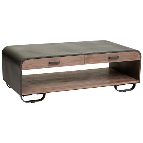 Tavolino Da Salotto In Legno E Metallo Nero 120x62x41 - Foto 1