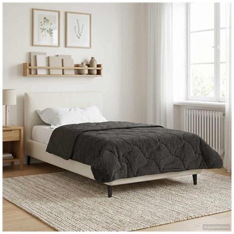 Duvet Estivo Antracite 155 x 200 cm Microfibra e Fleece Teddy - Foto 2