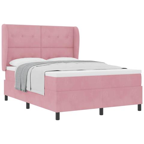 Letto a molle con materasso Rosa 190 x 140 cm Poliestere - Foto 1
