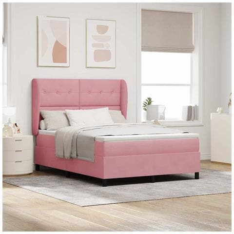Letto a molle con materasso Rosa 190 x 140 cm Poliestere - Foto 2