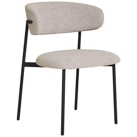 Set 2 Sedie Da Pranzo Mira In Bouclé Sabbia Con Gambe Nere - Foto 1