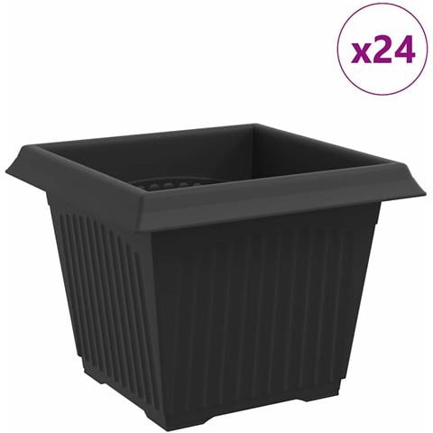 Vaso quadrato per fiori 24 pcs Nero 23 x 23 x 17,5 cm Plastica - Foto 1