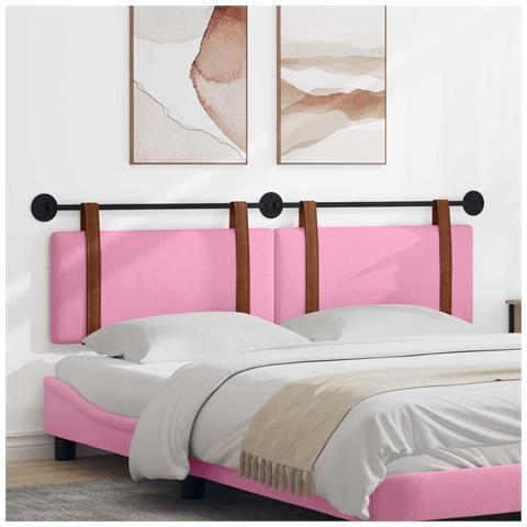 Testata appesa Tinta unita Rosa 190 x 55 x 5 cm PU Antico - Foto 2