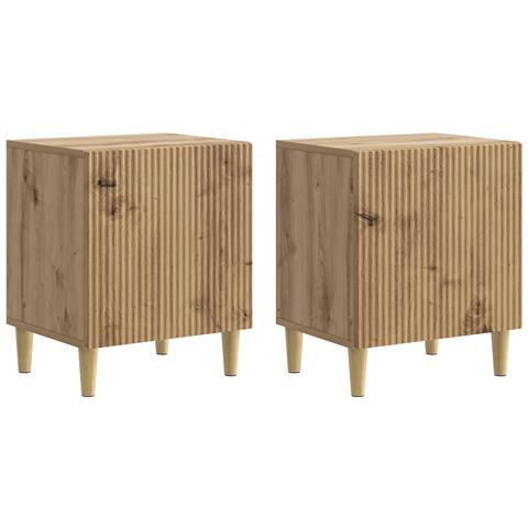 Armadio da Notte 2 pcs Rovere Artigianale 43 x 34,5 x 50 cm - Foto 1