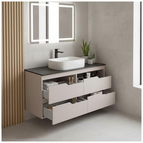 Mobiletto, Bianco, 120 cm, Con piano di lavoro, 4 cassetti, Sospeso, Frontali in MDF, MODERNO - Foto 5