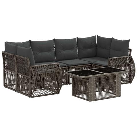 Set Divano da Giardino 7 pz Grigio e Grigio Scuro polyrattan - Foto 1