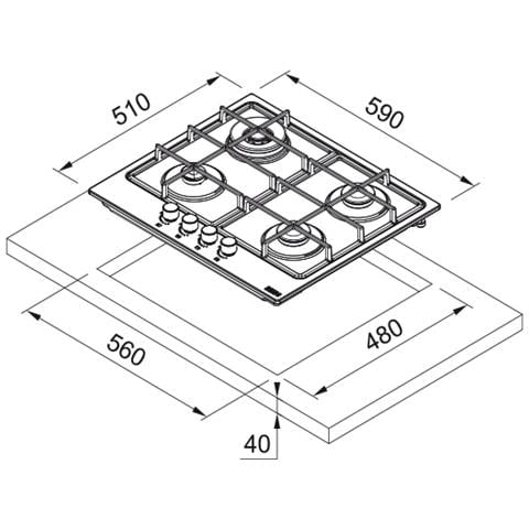 Piano Cottura FHSM 604 a Gas 4 Fuochi Gas Colore Acciaio Inox - Foto 2