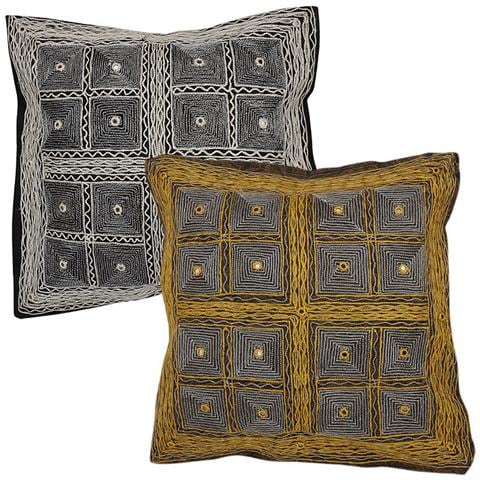 Bella Cuscino Checke Rosso Lustrini Lavoro Nero Cotone Cuscino Cover Coppia - Foto 1