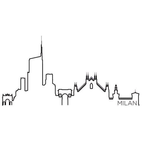 Sticker Skyline City, Milano, Per Soggiorno, Camera, Nero In Vinile, 116 X 1 X 55 Cm - Foto 2