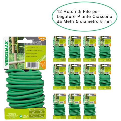 12 Rotoli Di Filo Legaccio Per Giardino & Orto Multiuso Ciascuno Da Diametro 8 Mm Metri 5 - Foto 2