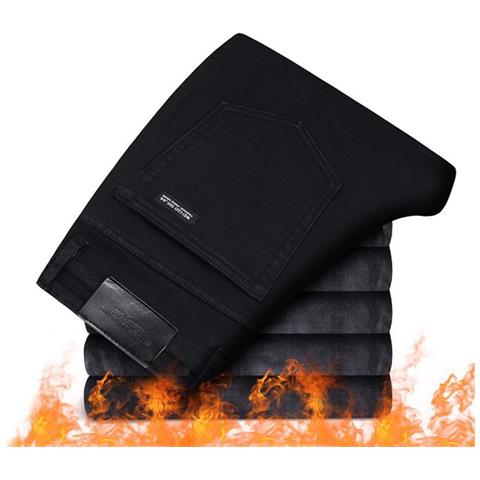SLOWMOOSE - Jeans Invernali Da Uomo Slim Fit Pantaloni In Pile Casual In  Velluto Spesso Elasticizzato [ nero / 38] - ePRICE