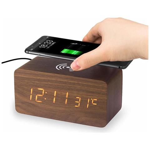 Sveglia Led Digitale Con Ricarica Wireless Marrone - Foto 16