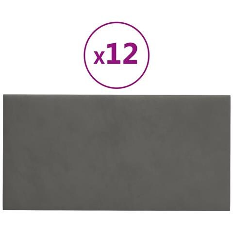 Pannelli Murali 12 Pz Grigio Scuro 30x15 Cm In Velluto 0,54 M - Foto 1