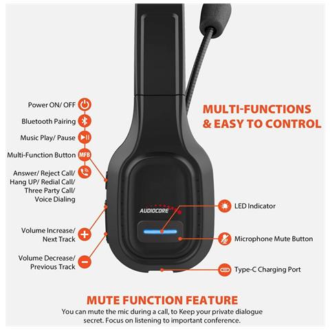 Auricolari Bluetooth Con Microfono Audiocore Ac864 - Foto 7