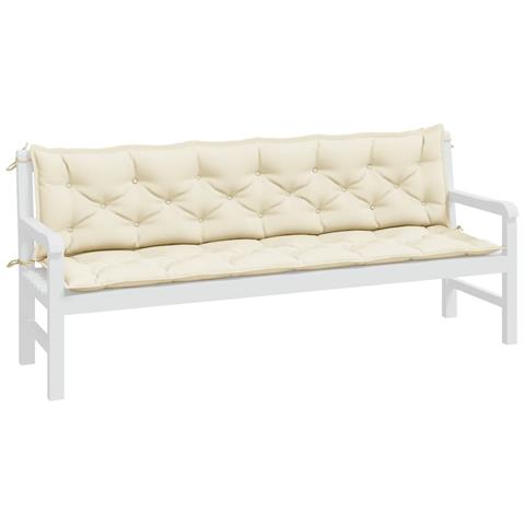 Cuscini Panca Giardino 2pz Bianco Crema 200x50x7 Tessuto Oxford - Foto 3