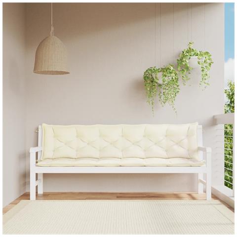 Cuscini Panca Giardino 2pz Bianco Crema 200x50x7 Tessuto Oxford - Foto 1