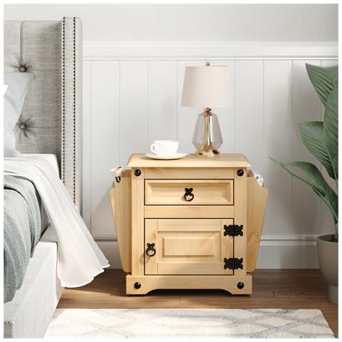 Comodino Corona 45x35x47,5 Cm In Legno Massello Di Pino - Foto 3