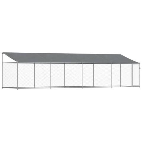 Gabbia Cani con Tetto e Porta Grigia 8x2x2 m in Acciaio Zincato - Foto 1