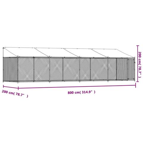 Gabbia Cani con Tetto e Porta Grigia 8x2x2 m in Acciaio Zincato - Foto 8