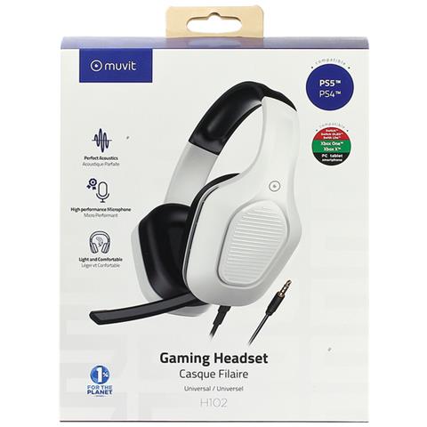 Cuffie Gaming Per Playstation Con Jack 3.5 Microfono Omnidirezionale, Bianco / Nero - Foto 5