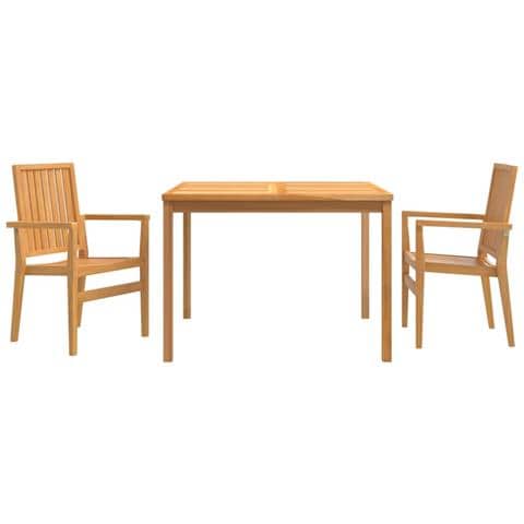 Set Da Pranzo Per Giardino 3 Pz In Legno Massello Di Teak - Foto 1