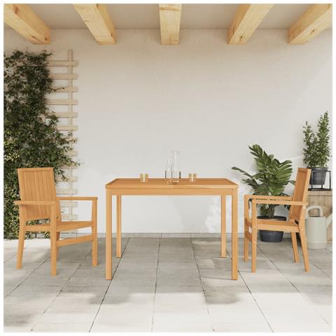 Set Da Pranzo Per Giardino 3 Pz In Legno Massello Di Teak - Foto 8