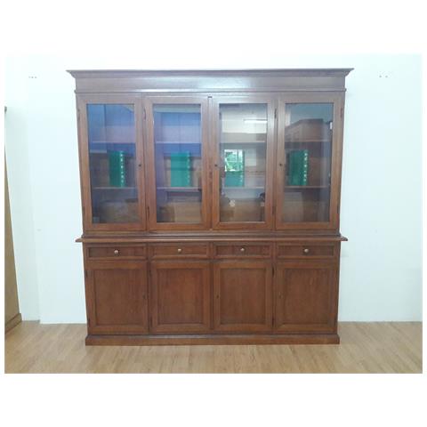 Cristalliera 4 Porte 4 Cassetti Legno Massello Tinta Elite 205 X 42 X 205 - Foto 1