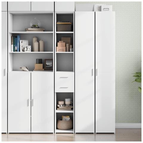 Credenza Bianca 30x42,5x185 cm in Legno Multistrato - Foto 1