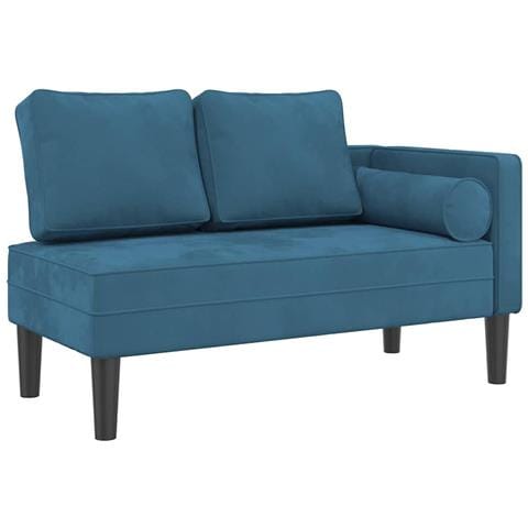 Chaise Longue con Cuscini Blu in Velluto - Foto 1
