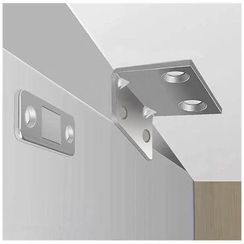 Set Di 10 Chiusure Magnetiche Per Porte Di Armadietti A Forma Di L Silver - Foto 5